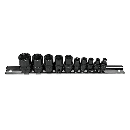 K-Tool International Socket Set 1/4", 3/8" Dr, 10 Pieces, black oxide KTI-22870
